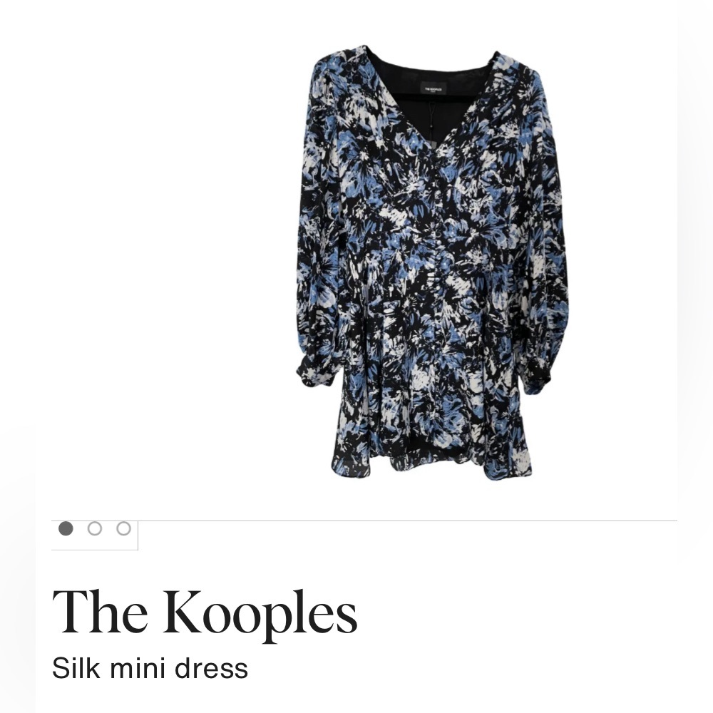 The Kooples Blue and Black V-Neck Long Sleeve Sundress
